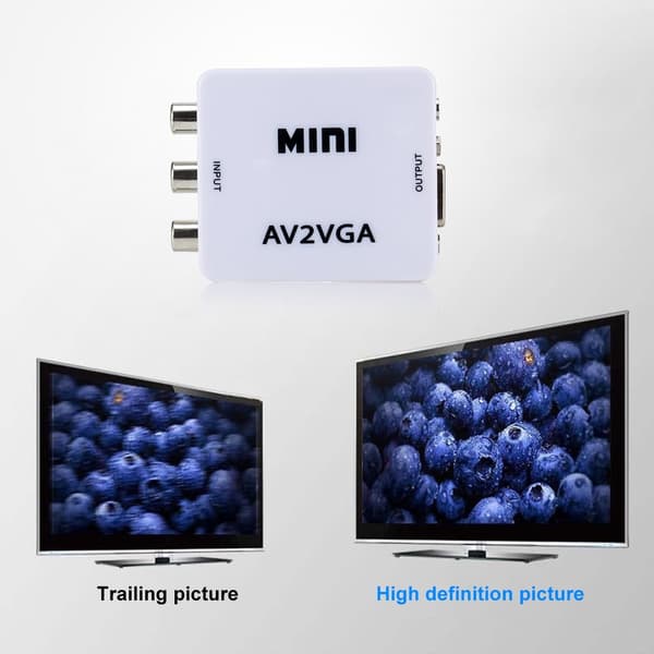 Mini AV2VGA Videokonverter Konverter Box AV RCA CVBS til VGA Vide