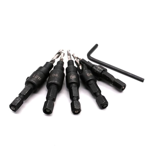 Senkborsett, 5 stk Hurtigbytte 1/4\" Hex Schaft