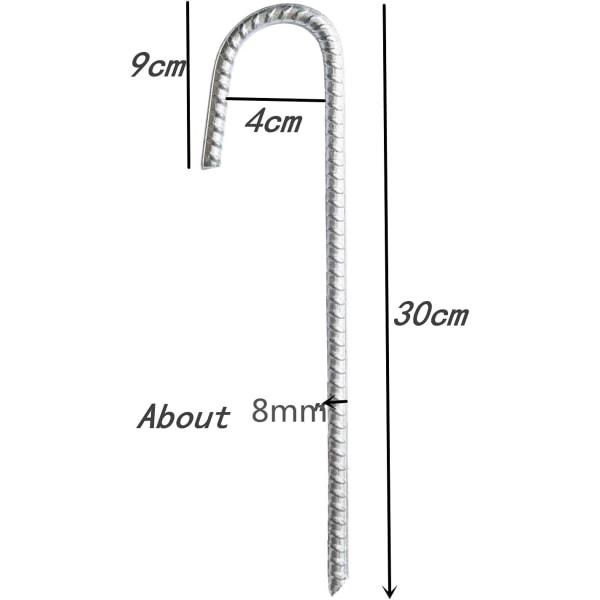 6 stk 30 cm Galvaniserte Hageplenspiker Metallgjengede Vanlige
