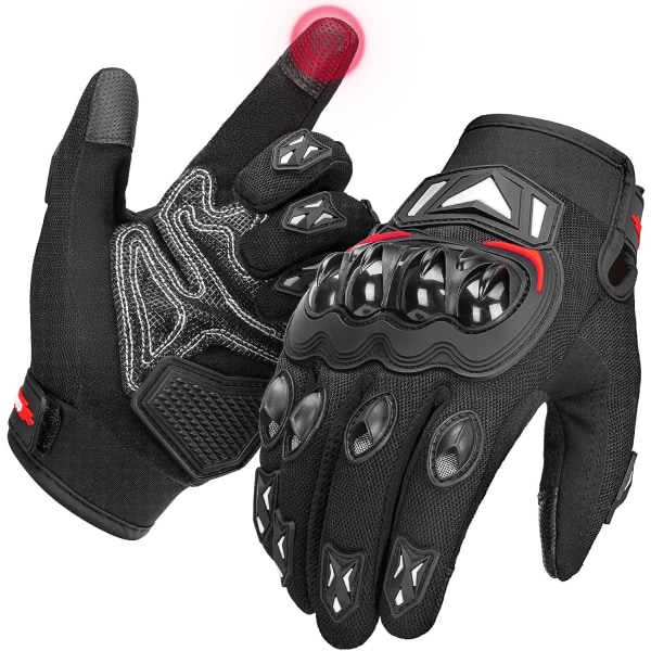 Red L Breathable Touchscreen Motorcycle Gloves for Men and