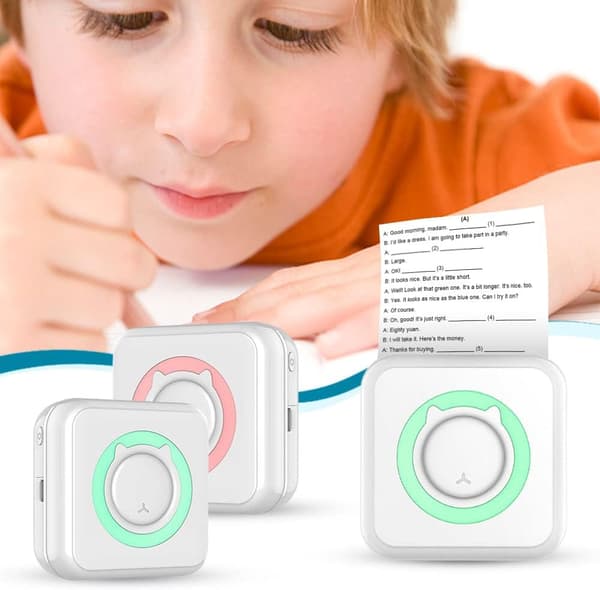 Instant Bærbar Sticker Printer, Mini Lomme Sticker Printer Bluetooth Blækfri Termisk Printer, Sticker Maker USB
