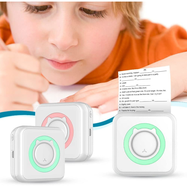 Välitön Kannettava Tarra-tulostin, Mini Tasku Tarra-tulostin Bluetooth Musteeton Lämpötulostin, Tarra-tulostin USB