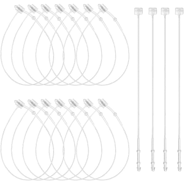 5000 hengende merkelapper, transparente plastfester, lengde