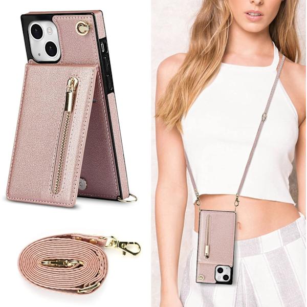 Crossbody Telefonetui til iPhone 13 med Kortlomme til Kvinder, iPhone 13 Etui Tegnebog med Rem Snøre til Mænd