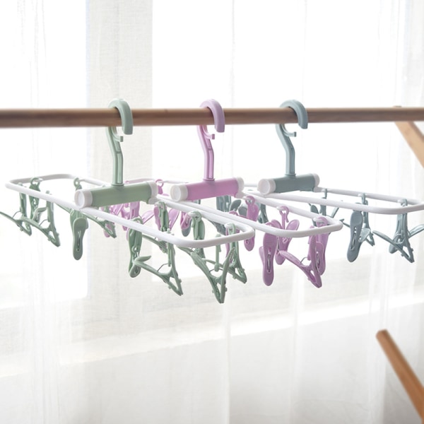 Clothes Hanger with 12 Clips, Small Portable Foldable Clothes