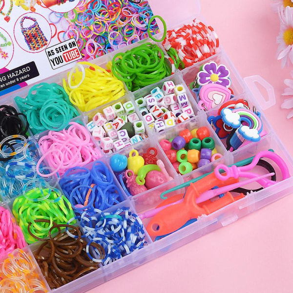 Loom Bands for barn, nytt Loom Bands-sett, Loom elastiske bånd for armbånd DIY-håndverk, armbåndssett for barn leketøy jentegaver