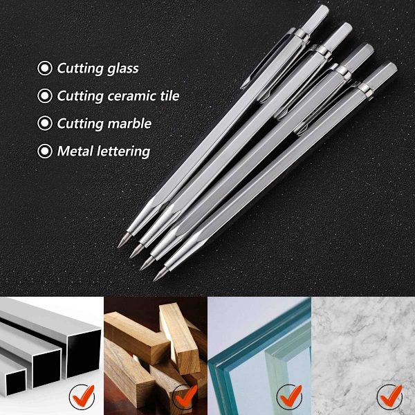 Sett med 4 Tungsten Carbide Skrivepenner for Rustfritt Stål,