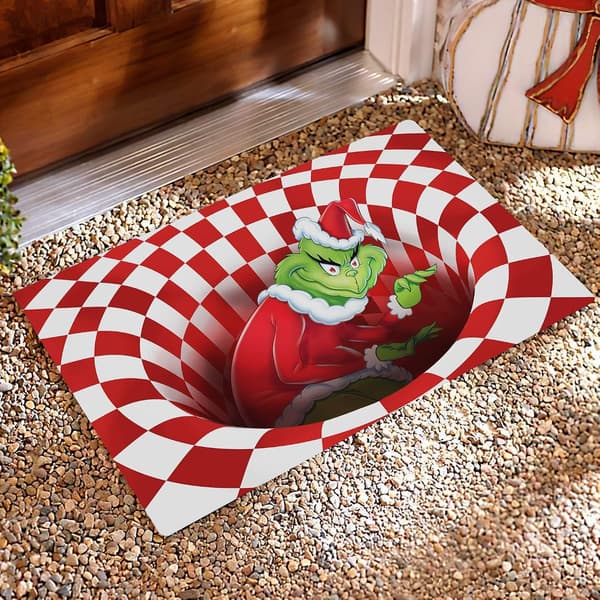 Illusjonsdørmatte, Juledekorasjon Sklisikker Dørmatte, 3D Visuell Illusjon Fluffy Teppe