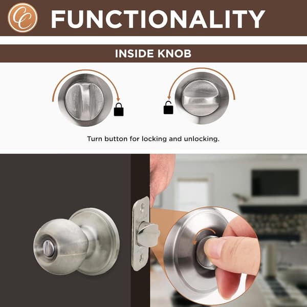 Klotformad Dörrknopp, Sekretessfunktion, 1-pack, Satin-rostfritt