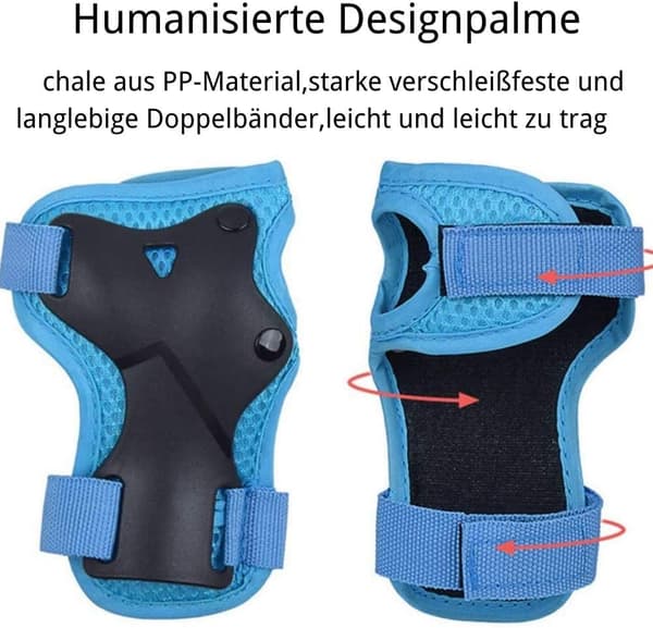 Skyddsutrustning för barn, 6-delars set med handledsskydd, knäskydd och armbågsskydd