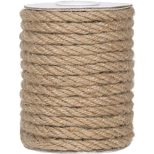 6mm Jute Rope, 33 Feet Natural Craft Rope Thick Twine Rope for Ga