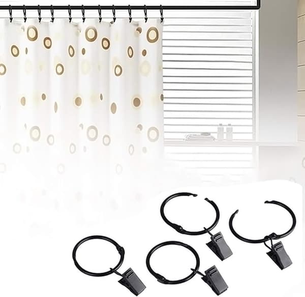 10 Pak Gardinringe med Klips (Sort 3,0 mm x 32 mm Diameter)