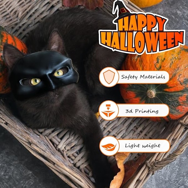 Lepakissan naamio Halloween, Musta lepakkomaskki kissoille, Halloween-cosplay-asu kissoille, Kissan naamio festivaalijuhliin (9 cm)