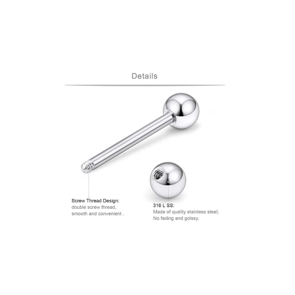 8-pack Tungpiercingringar 14 Gauge 16mm Flexibla Kirurgiskt Stål 4