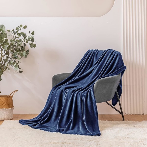 Fleece Sofa Tæppe 130x150 - Vinter Sofa Tæppe, Blå