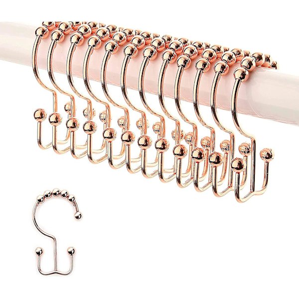 Koppar duschdraperi krokar ringar, rostfritt rostfritt stål metall, glider enkelt över badrum duschstänger, 12-pack