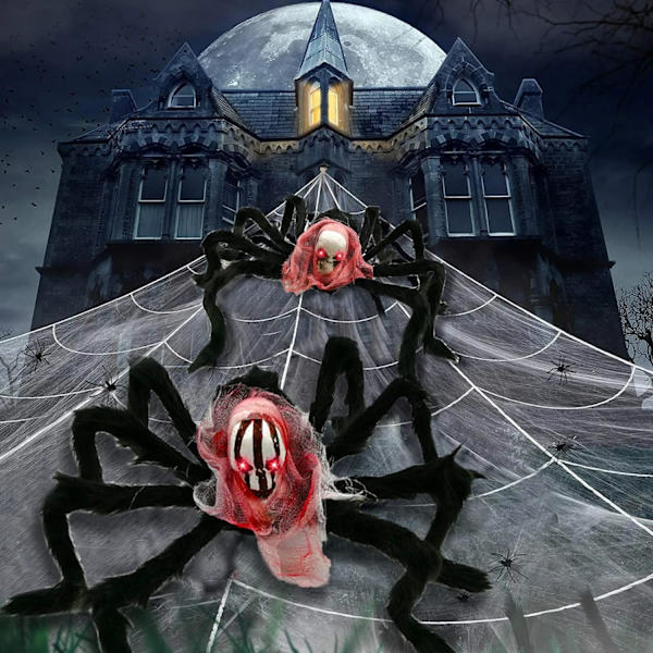 Halloween-pynt Bar-pynt hele blomst edderkop blød edderkop