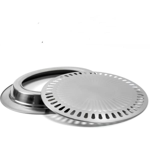1 stk. rustfritt stål koreansk grillplate rund husholdning