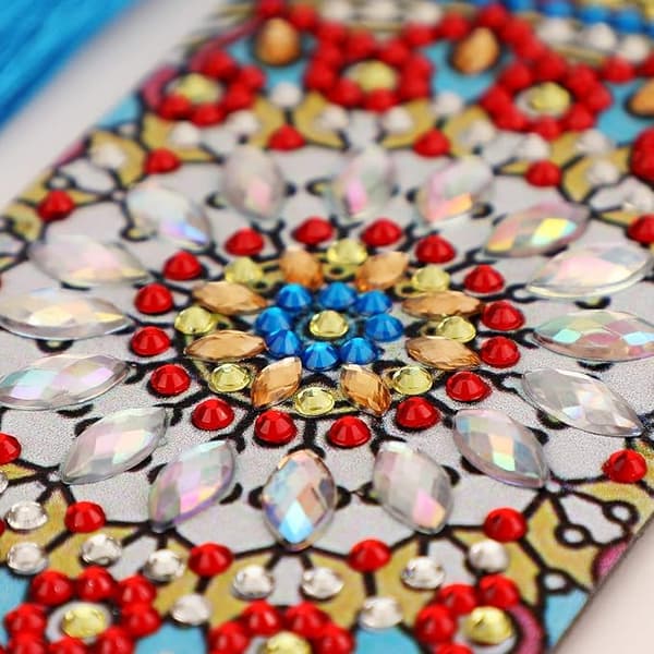 (2-pack) Bokmärkesdiamantbroderisats med läder