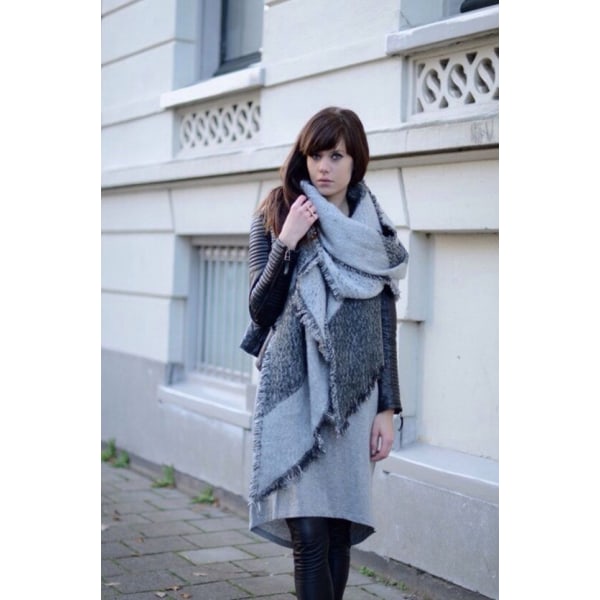 Stor Oversized Sjal til Kvinder, Sjal Kappe Tyk Sjal Patchwork