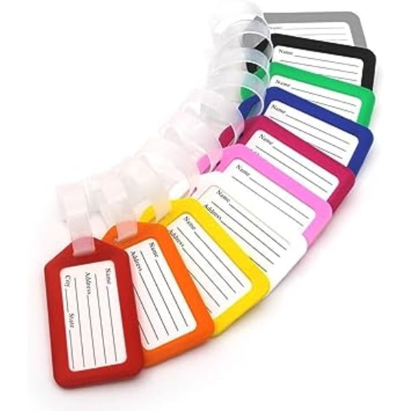 10 Bagagemærker, 3,4 x 1,9 Tommer Plastik Bagage Identifikatorer med