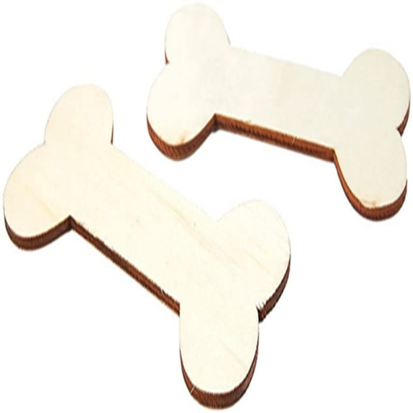 Træ Hvid Hunde Knogle Form Træ Chips DIY Træ Håndværk Gave