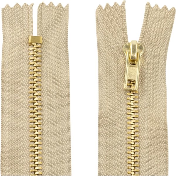 2 st 15 cm icke-avtagbara metalldragkedjor - Dragkedjor - Beige - Sybehör