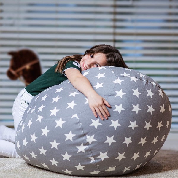 Plushdjursförvaringspåse i beanbag-form för barn, 38 tum - Vadderad
