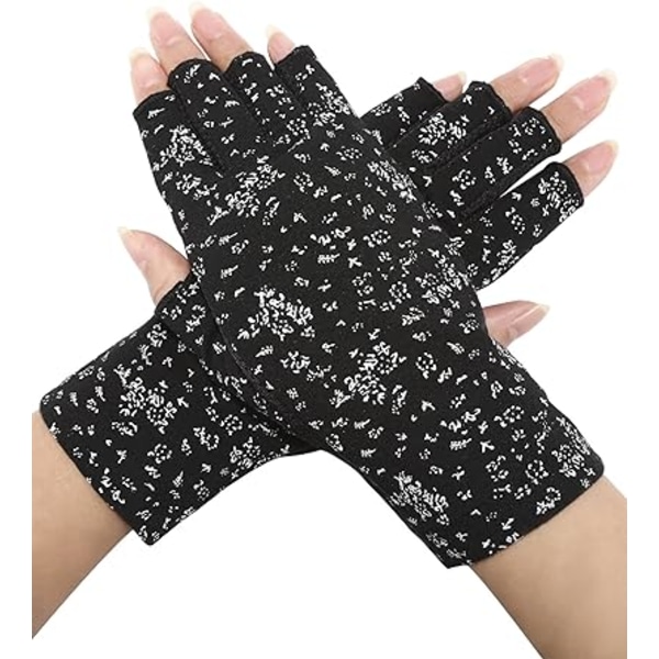 2 par (svart, kaki) fingerlösa handskar för kvinnor med sol