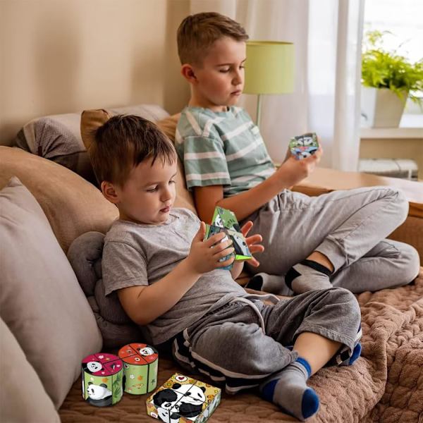 3-pack söta panda magiska kuber, 3D Infinity Star Cube Magnet Fidget Toy, pusselkuber för barn och vuxna