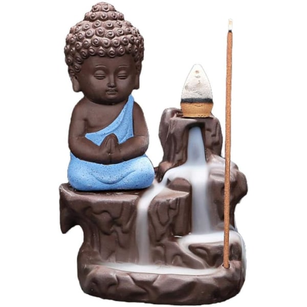 1 stycke Liten Munk Buddha Design Keramik Backflow Rökelse