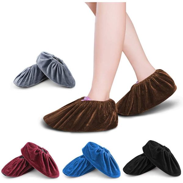 5 Par Genbrugelige Vaskbare Oversko med Anti-Slip Slipper