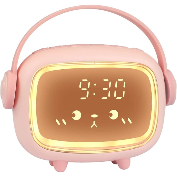 Digital barnklocka för barn, väckarklocka för pojkar och flickor med ljus snooze nedräkningslarm justerbar volym barnklocka (rosa)