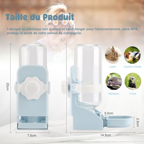 500ml Kaninvattenbehållare Hängande Vattenfontän Automatisk
