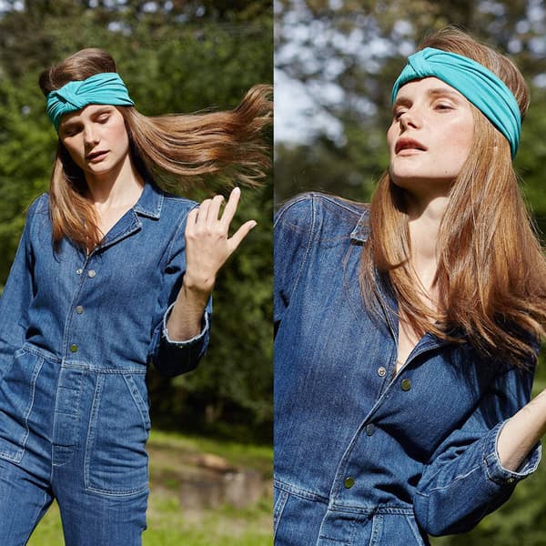 Smaragdgrønn Elastisk Bandana Hodebånd for Menn - Kvinner med Langt Hår