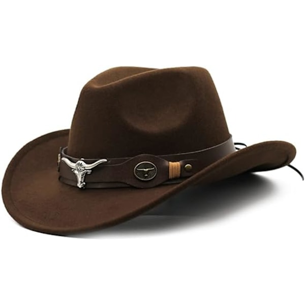 Cowboyhatt för damer i kaffefärg, westernhatt, jazzhatt