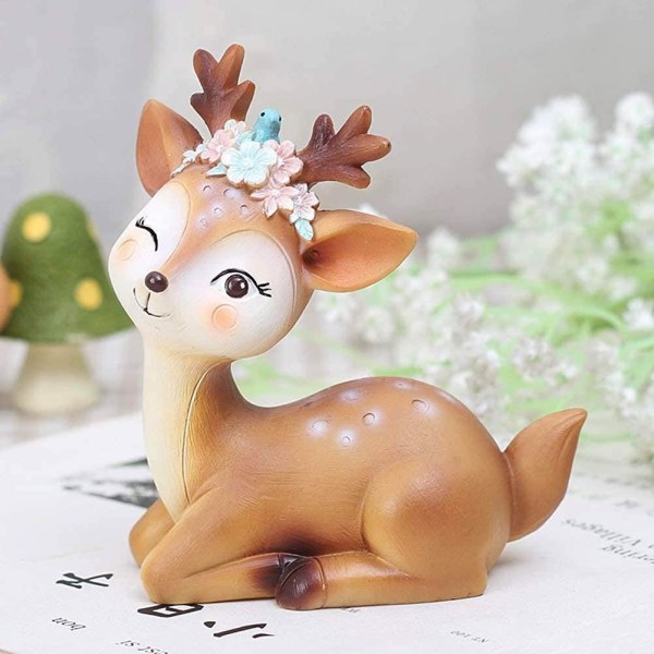 1 stk Fawn Figur, Resin Animal Miniature Deer Figurine Deer