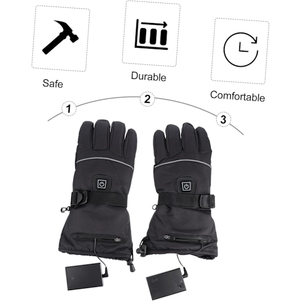 1 Par Opvarmede Handsker Opvarmede Skihandsker Camping Vanter Varme Cykelhandsker Vinter Computer Handsker Termisk Opvarmning G