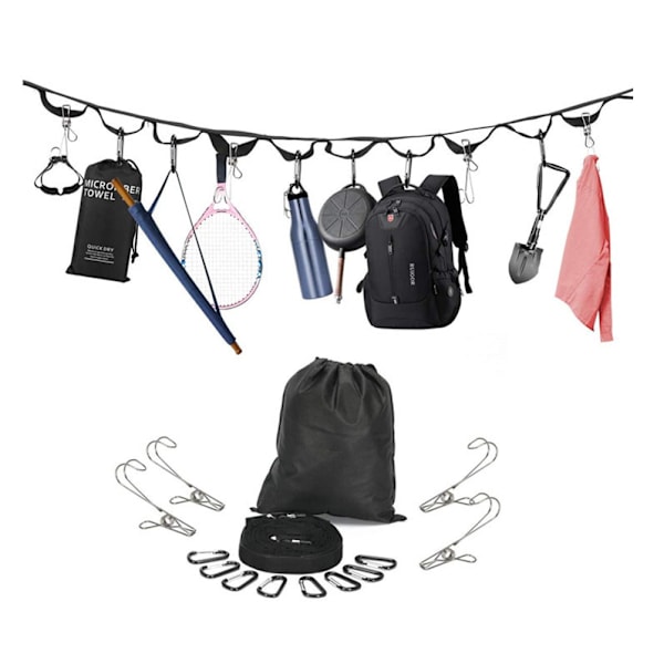 1 stk sort udendørs rejse camping telt snor 19 ringe med