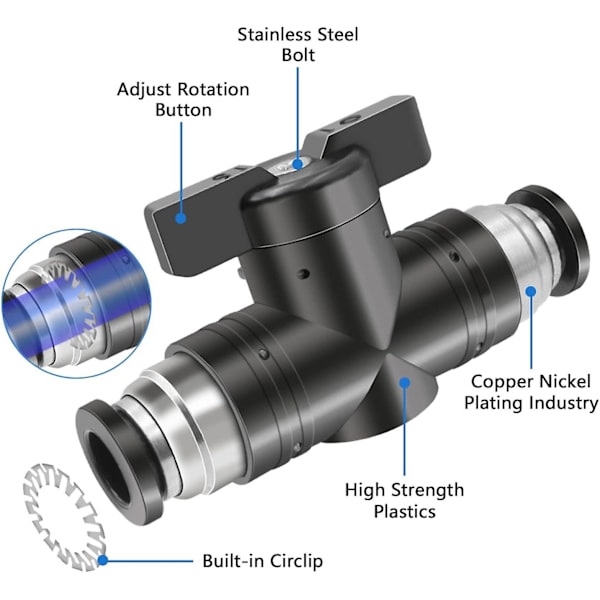 (6mm)5stk Pneumatisk Konnektor Pneumatisk Kugleventil Pneumatisk Manuel Ventil Kan Styre Åbning Og Lukning Af Fluid Hurtigkoblinger Adapterkontakt