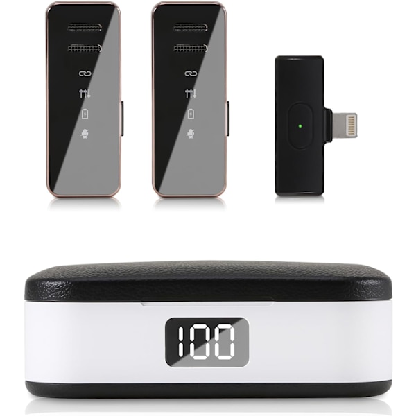 Trådlös Lavalier-mikrofon för iPhone/iPad/Professionell belysning Mini klippmikrofon med omnidirektionell