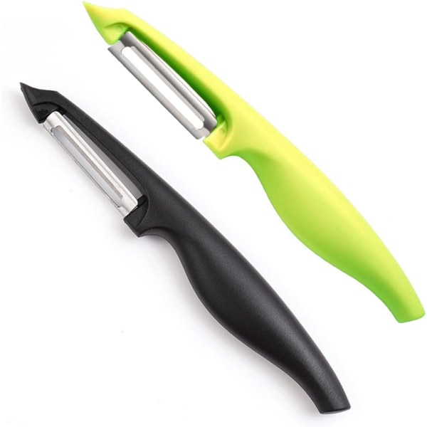 Universal peeler with pendulum blade, sharp, double-edged,
