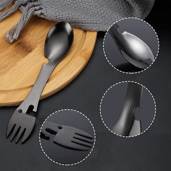 2 st multifunktionella bestick i rostfritt stål, 5 i 1 spork