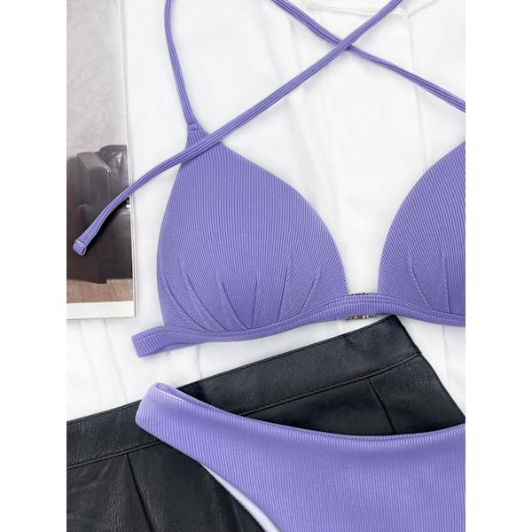 Naisten 2-osainen uimapukusetti (Violetti - 34 - 36m) Klassikko