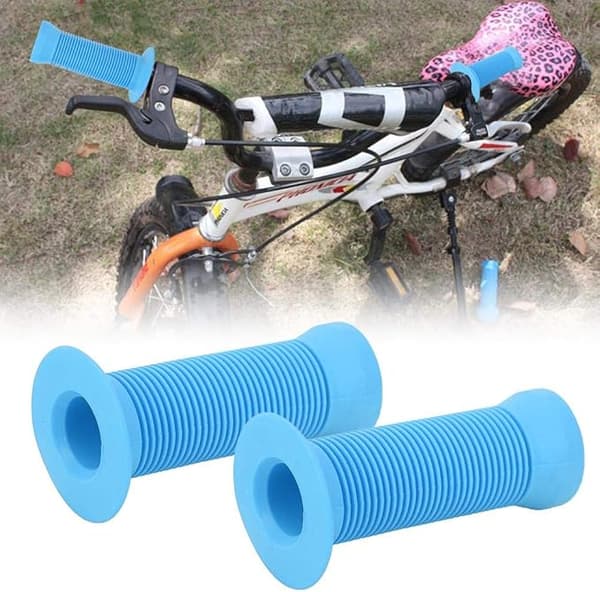 Set med 2 blåa styrstångsskydd för barncyklar, blanka, för