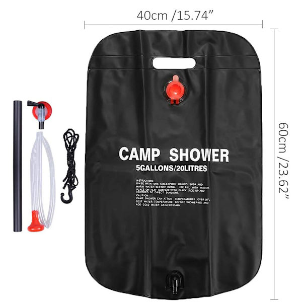 1 st Solarduschväska för Camping, 20L Bärbar Vikbar Utomhus