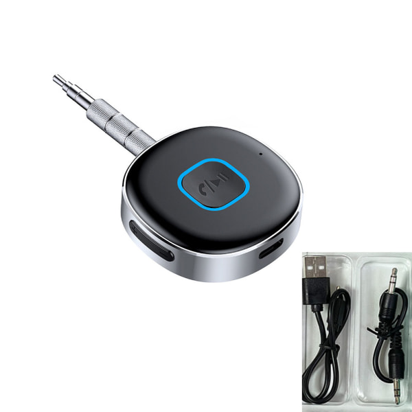En svart ljudomvandlare, bil Bluetooth AUX-adapter, mini