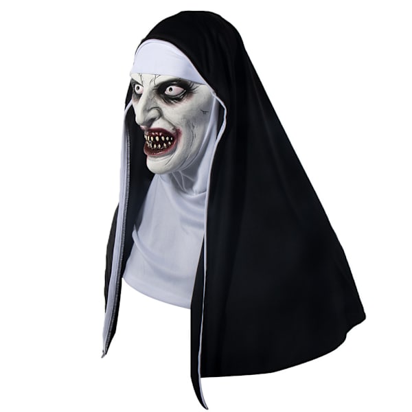Halloweenmask, Latex Krypande Nunna Mask, Halloweenfest Skrämmande