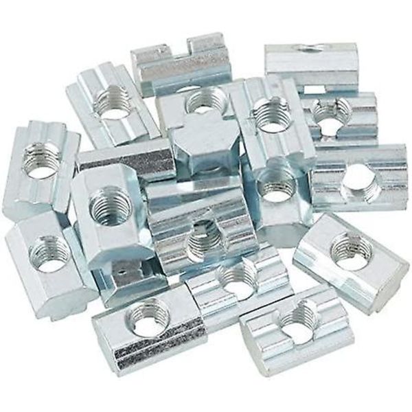 20 st Standard Slip Nut Galvaniserat Kolstål T Slip Nut för Aluminiumprofiltillbehör