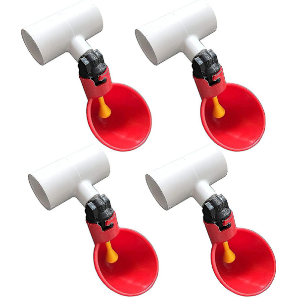 Kyckling Vattenkopp, 4-Pack Kyckling Vattenkopp PVC T-Kopplingar, Med 1/8 Tums Ftp-Gängor, Automatisk Kyckling Vattenkopp För Kyckling Ankor Vaktel